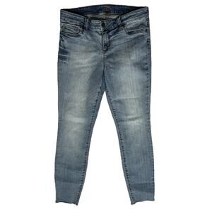 KUT from the KLOTH Ankle Skinny Jeans Distressed Blue Raw Hem SP040ME3 sz 8